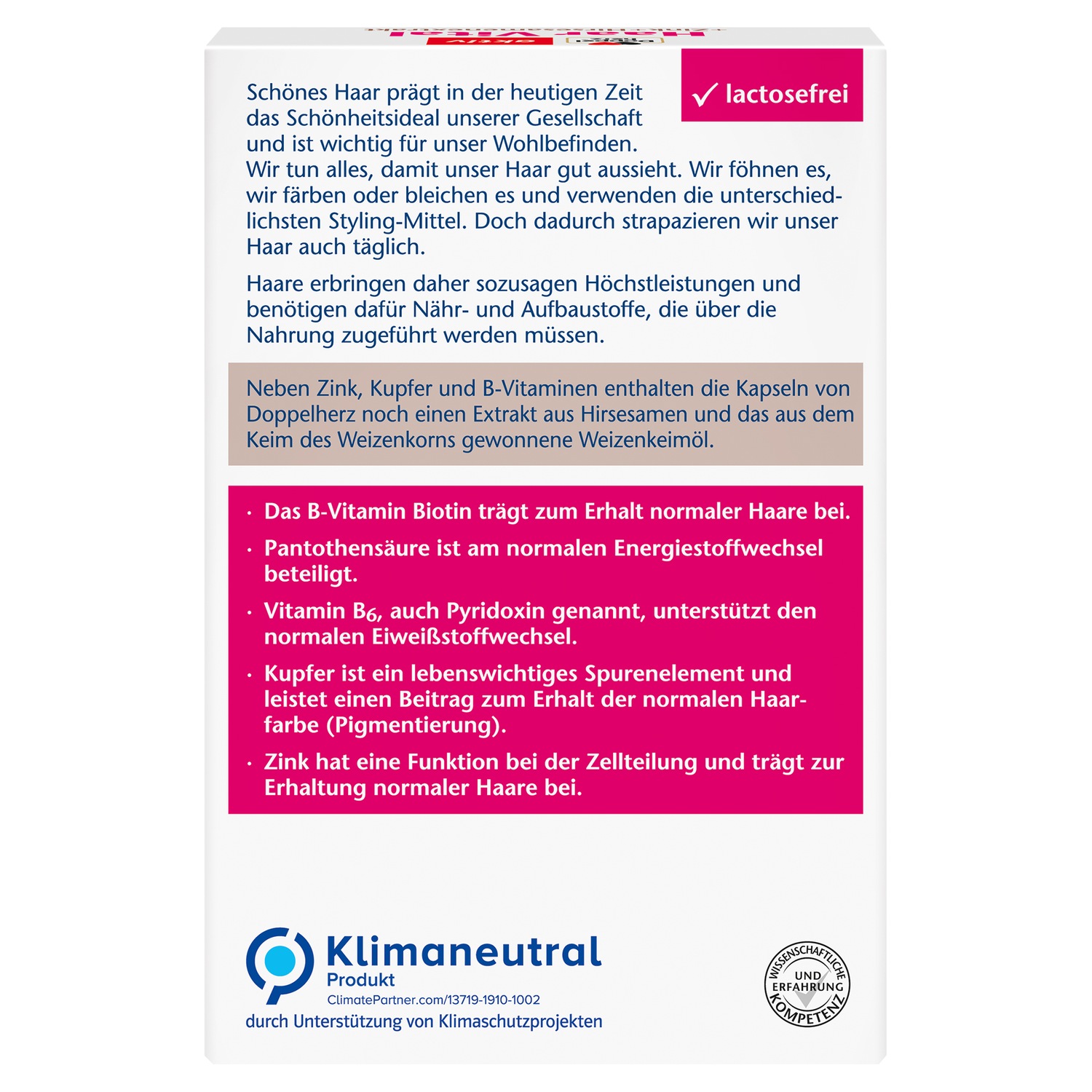 Haar Vital+Zink+Hirseextrakt Kapseln