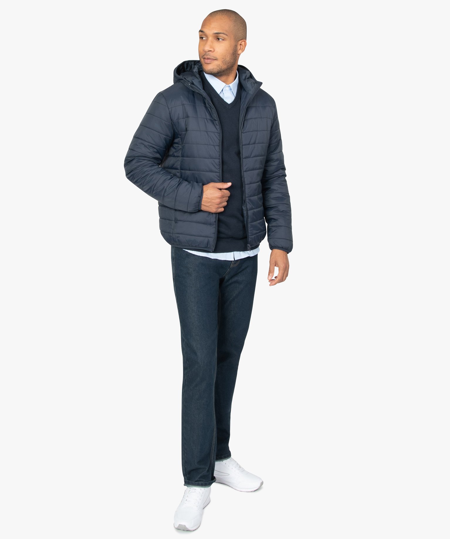Doudoune homme fine avec capuche bleu | GEMO