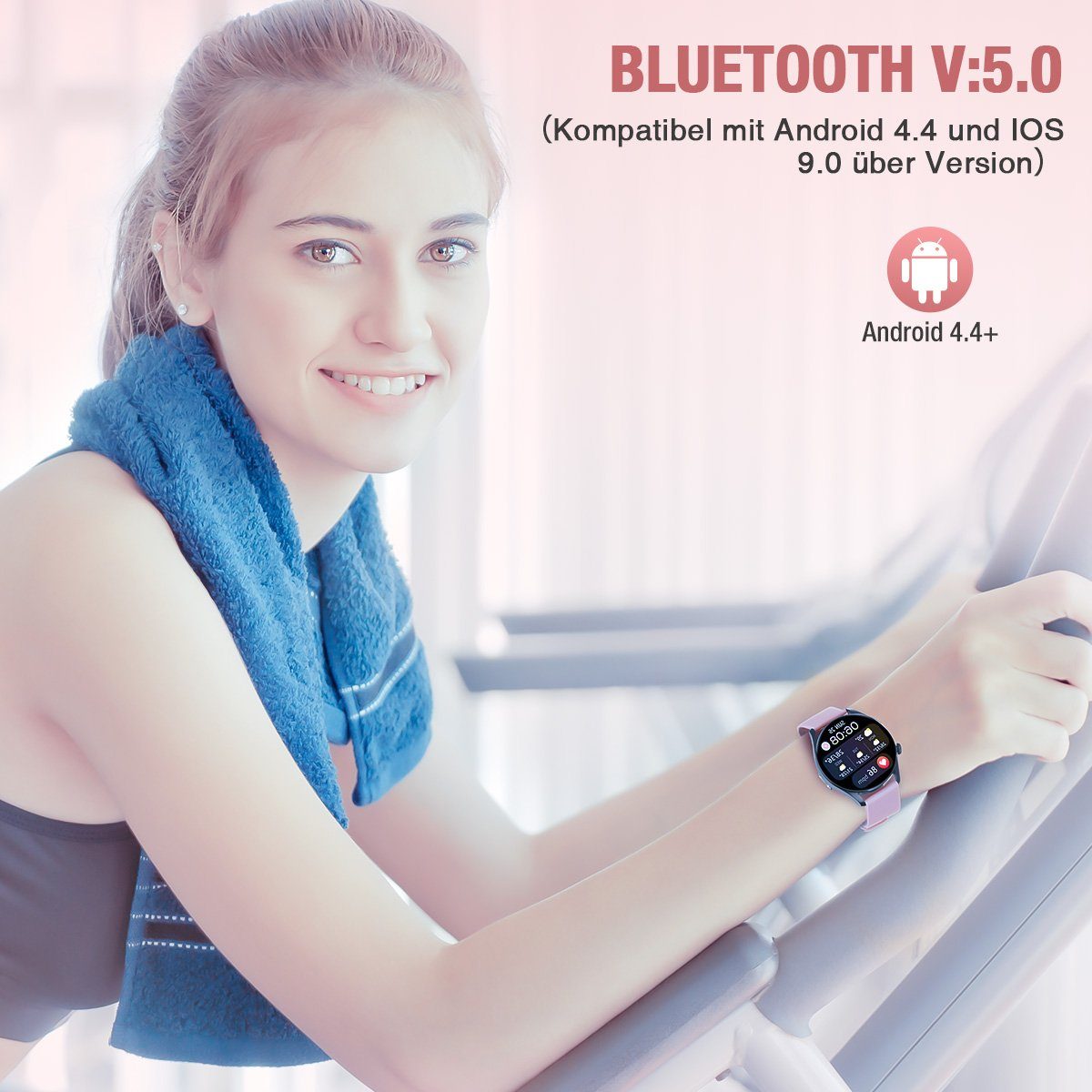 ombar Smartwatch Herren, 1,28 Zoll Touchscreen Smart Watch Damen Smartwatch (IP67 Wasserdicht Smartwatches Schrittzähler mit Herzfrequenz, Whatsapp, SPO2, Schlafmonitor, für iOS und Android cm/1.28 Zoll)