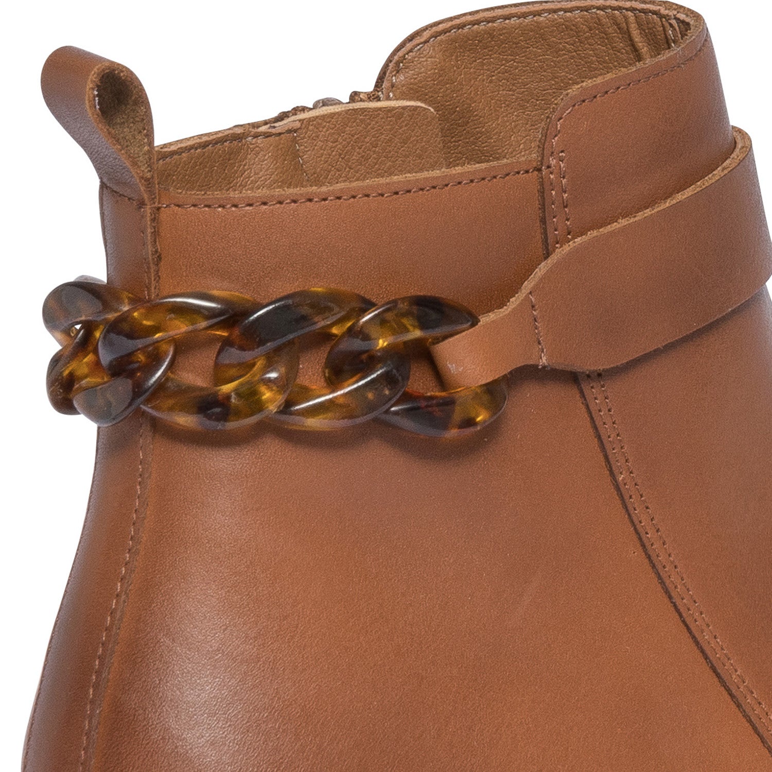 Boots camel éco-conçu en cuir avec maxi-chaîne