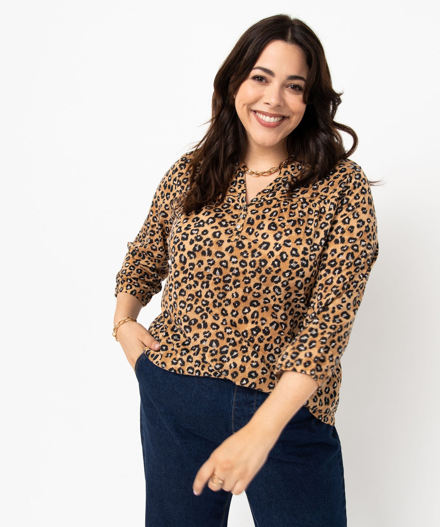Tee-shirt femme grande taille à manches 3/4 imprimé imprime | GEMO