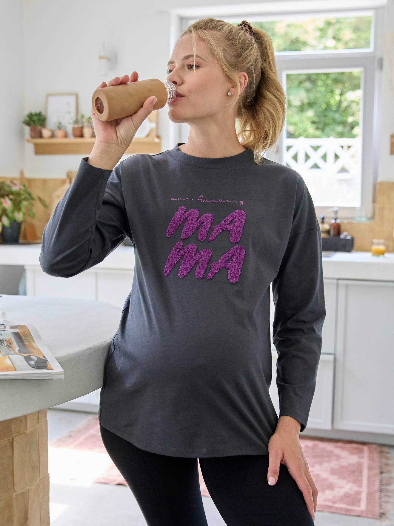 Vertbaudet Umstands-Shirt - anthrazit