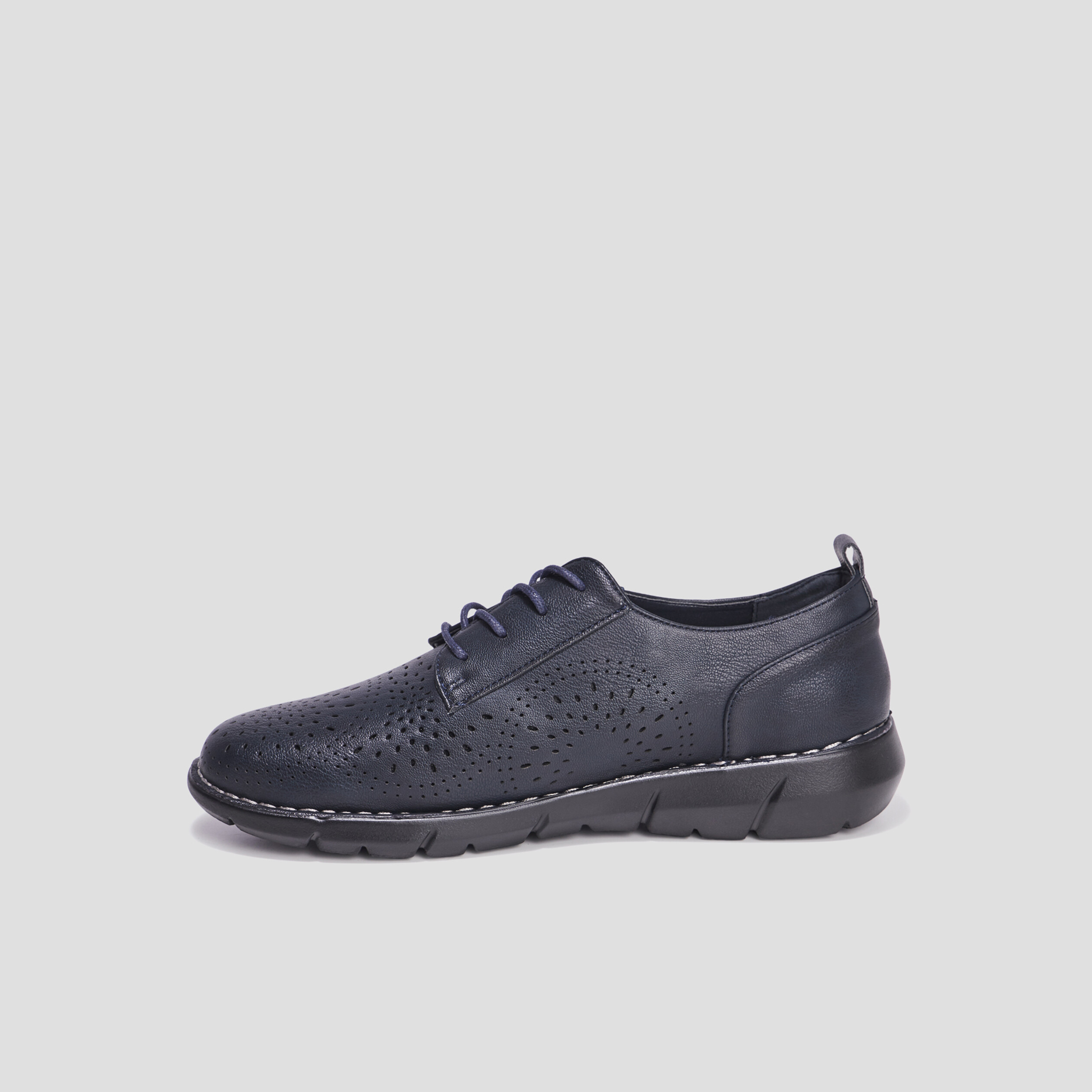 Derbies à lacets compensées bleu marine femme | La Halle