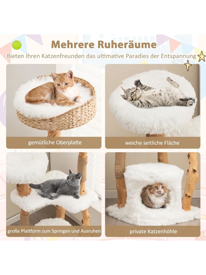 COSTWAY 124cm Kratzbaum in Weiß günstig kaufen onesize