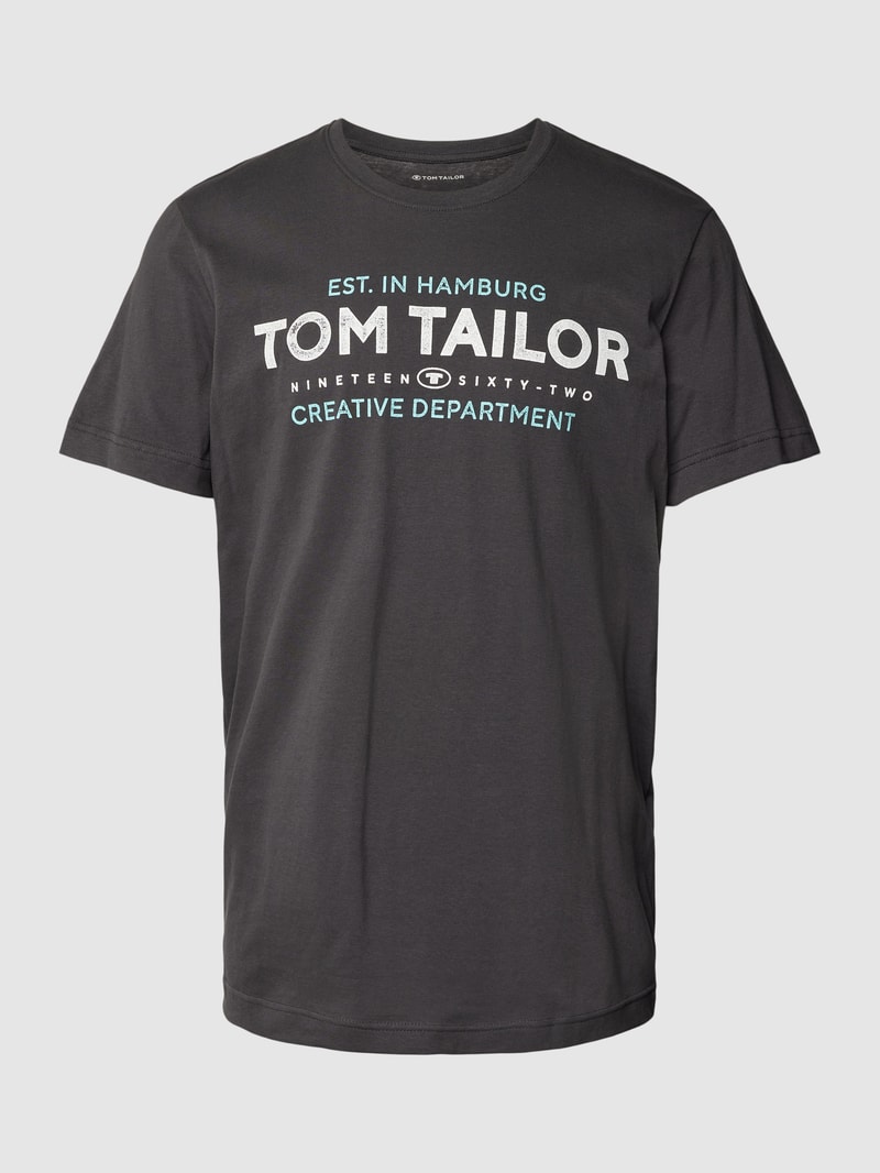 T-Shirt mit Label-Print in anthrazit