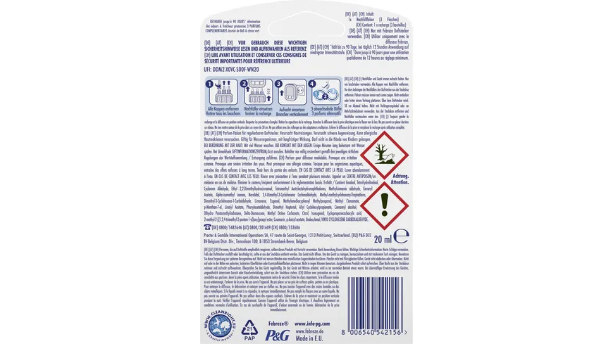 Febreze 3VOLUTION Lufterfrischer Nachfüllflakon für Duftstecker Bali Jasmin & Limette 20ml 20 ml