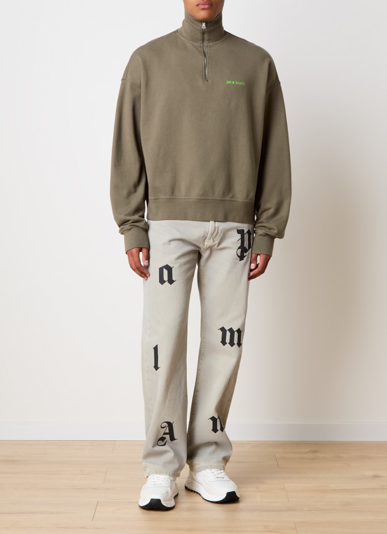 Palm Angels Sweater with half zip and logo