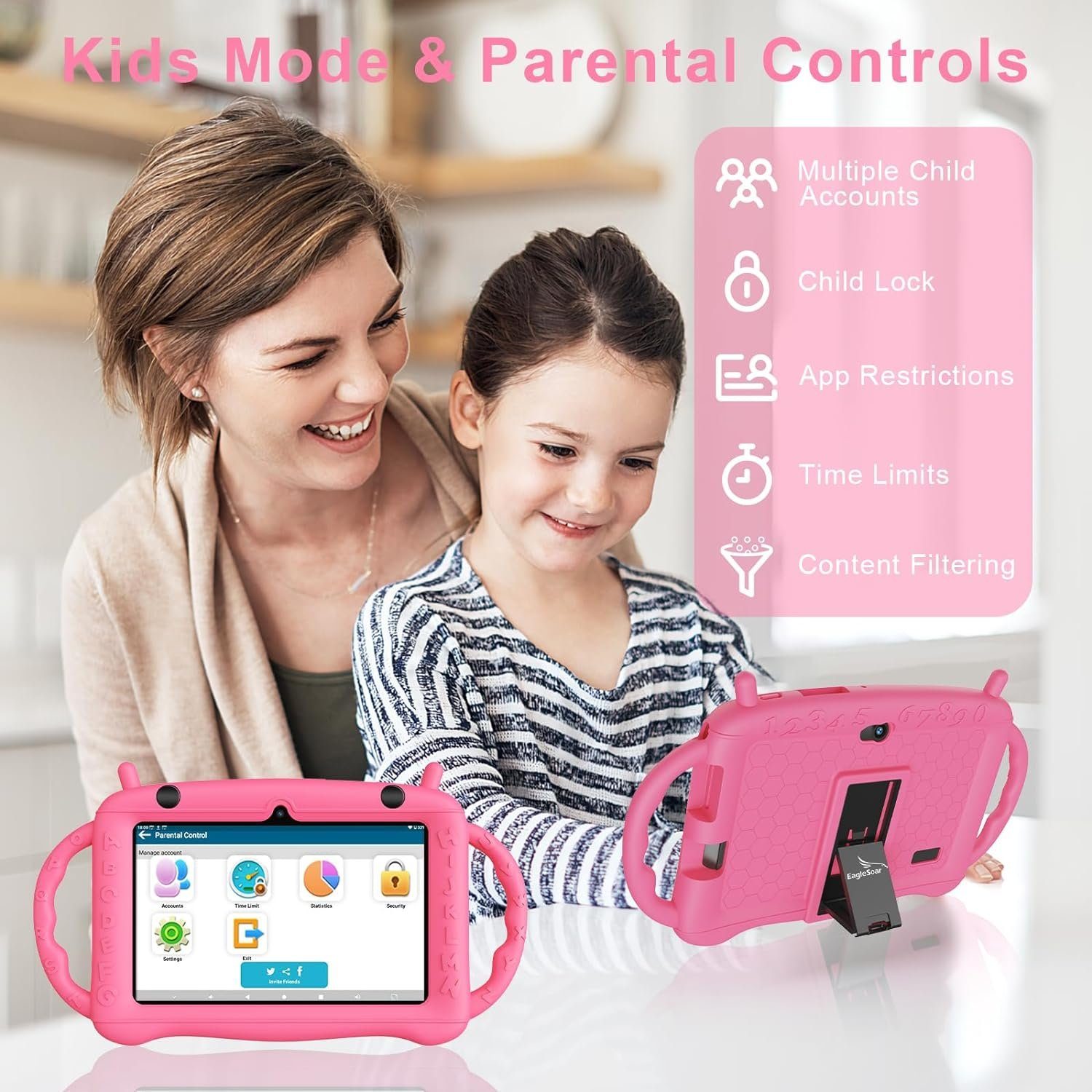 EagleSoar Kinder Tablet Kleinkind mit Kindersicherung Kinder APP Tablet (7