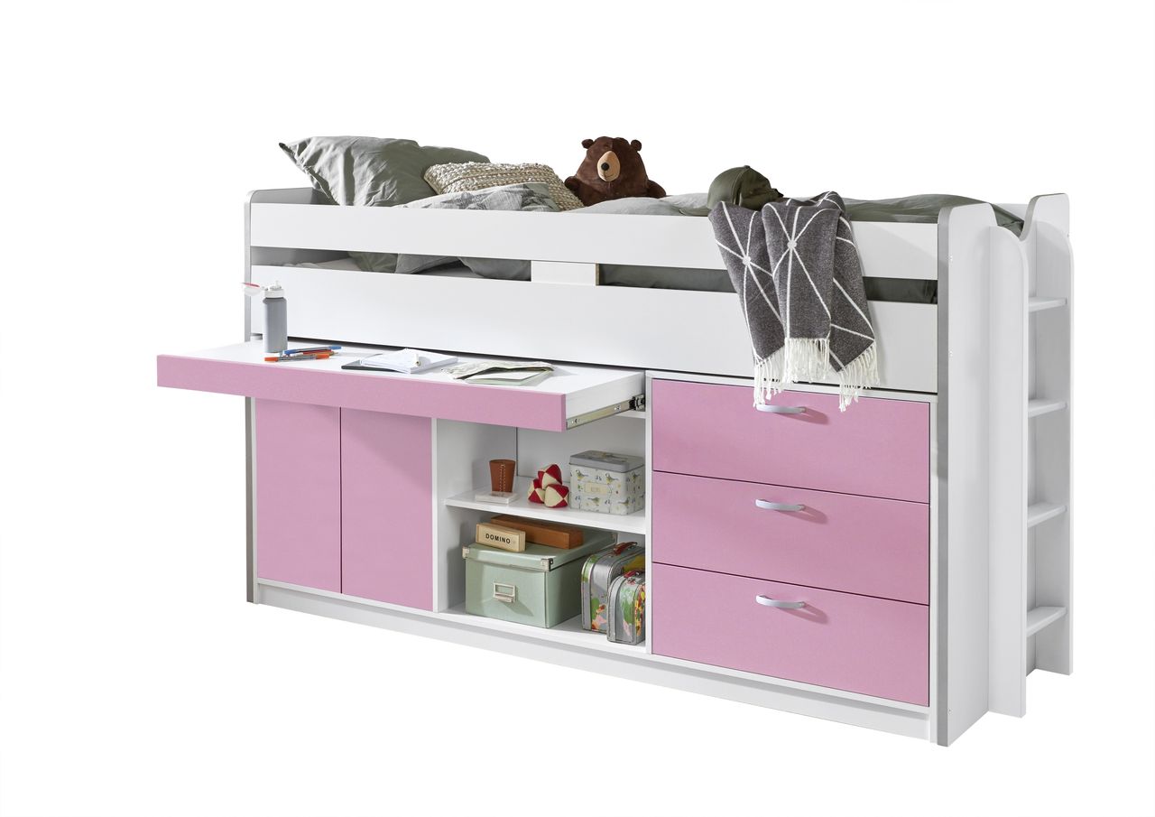 Relita Hochbett Bonny LF 90x200 cm, mit Regal, Schubladenelement und Schreibtisch