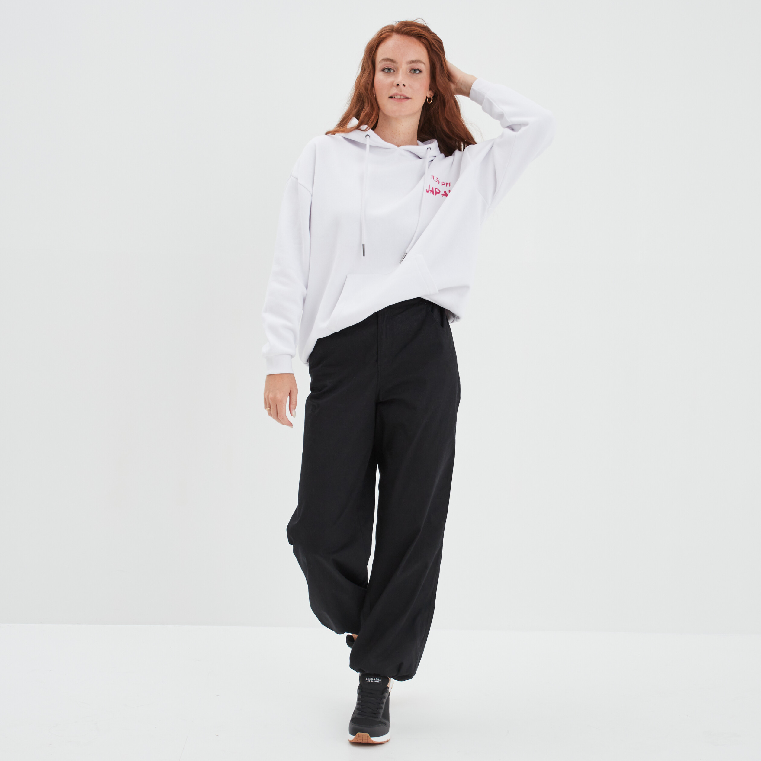Sweat à capuche hoodie oversize blanc femme | La Halle