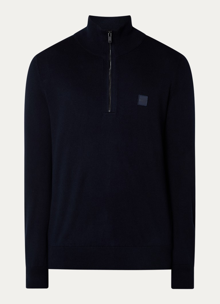 HUGO BOSS Kanobix_S fine-knit sweater in cashmere blend with half zip