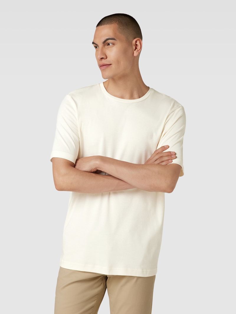 T-Shirt mit Label-Detail Modell 'Tantro' in ecru
