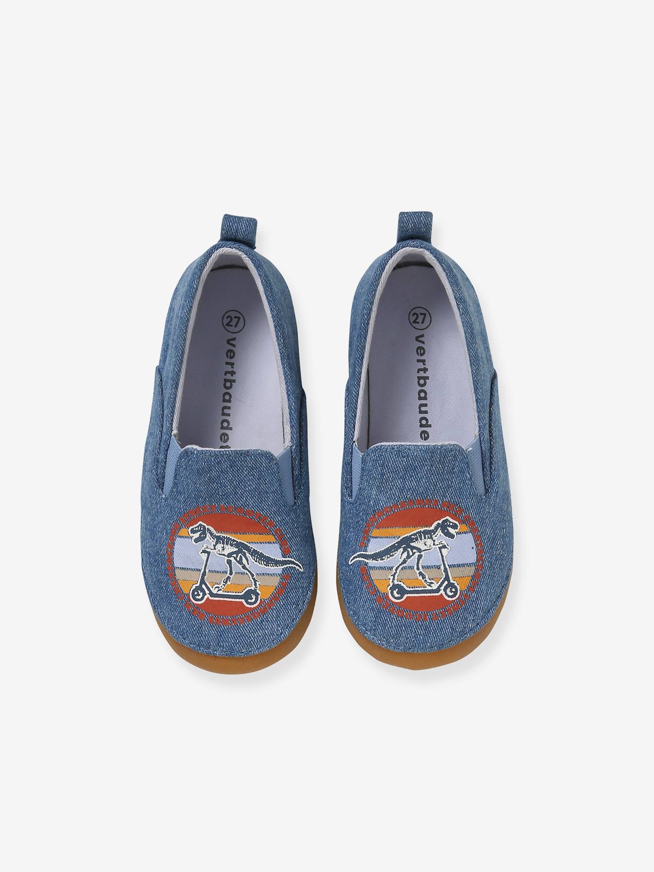 Chaussons élastiqués enfant en toile bleu