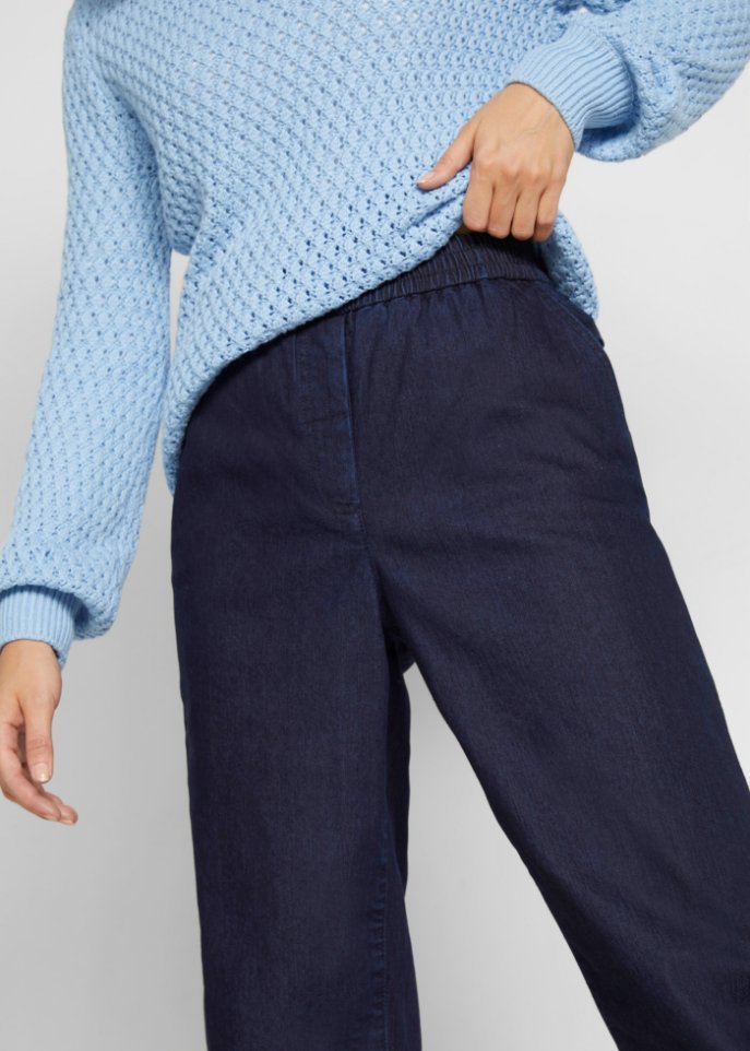 High-Waist-Jeans in Karottenform mit Bequembund
