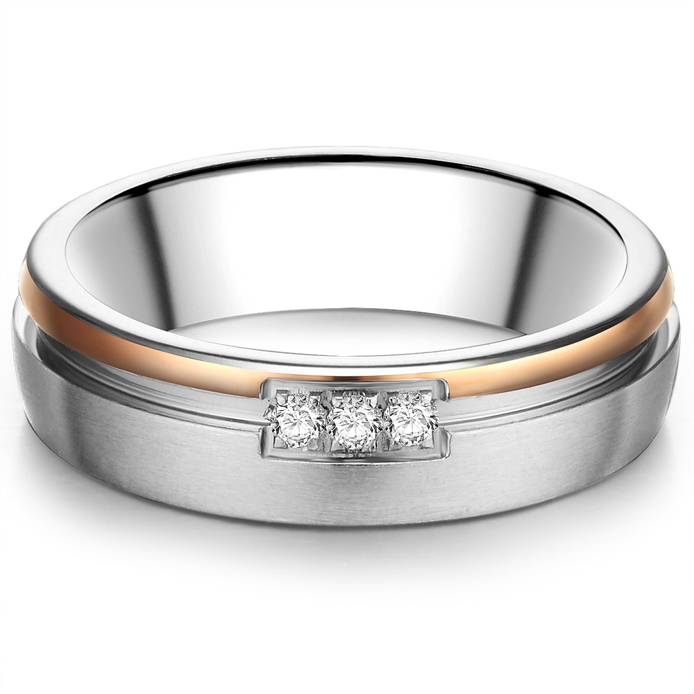 Trilani Bague en acier inoxydé Acier inoxydable Oxyde de zirconium (CZ) en Argent Bague
