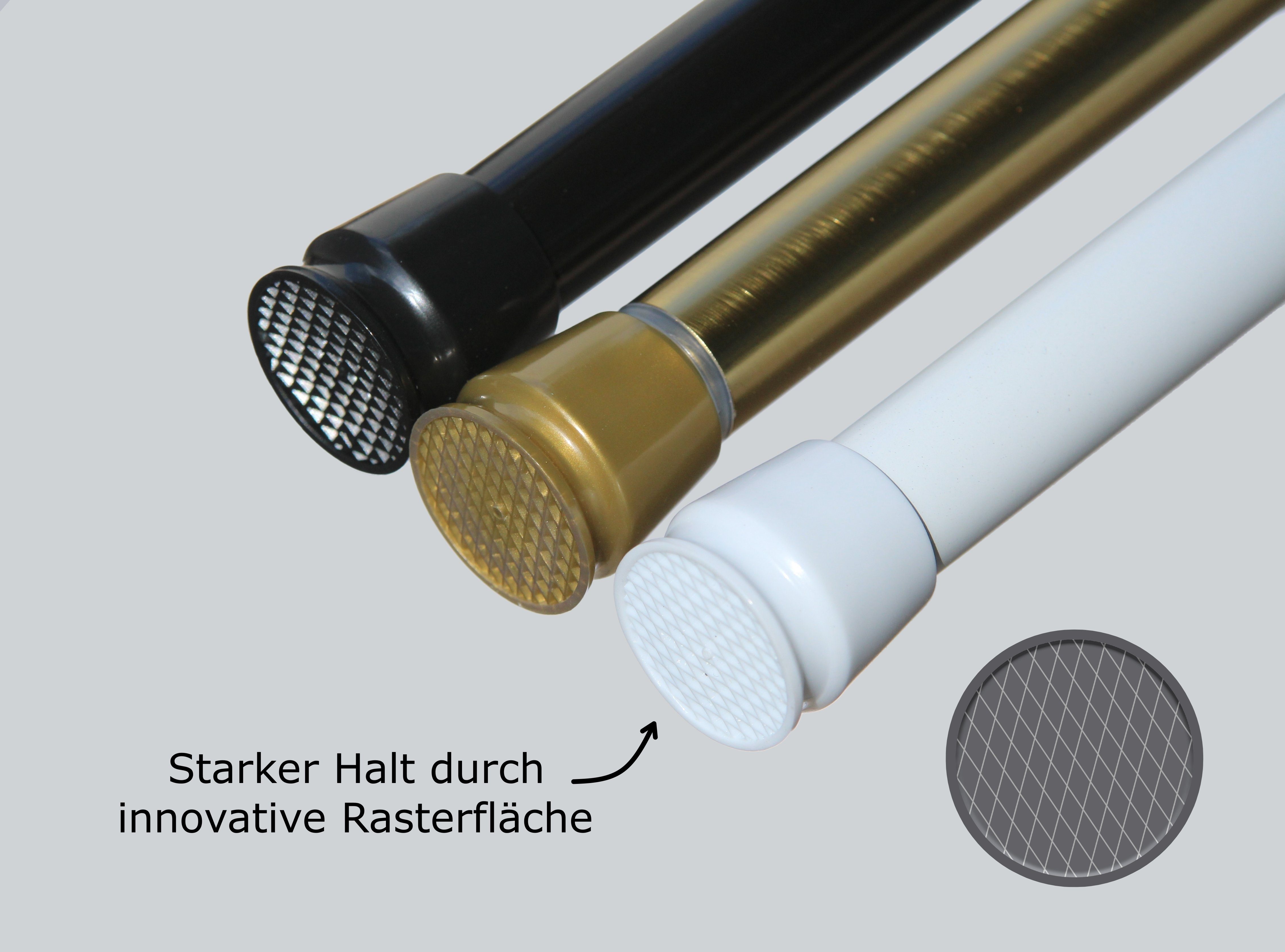 Klemmstange Teleskopstange 55-90 cm Türvorhangstange Duschvorhangstange Badstange, tinycurtains, Ø 0.22 mm, 1-läufig, ausziehbar, klemmbar, geklemmt, Metall, Stange für Türvorhang ohne Bohren stufenlos verstellbar rostfrei
