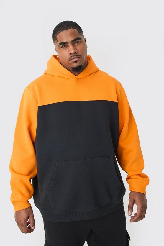 Plus Orange Colorblock Hoodie