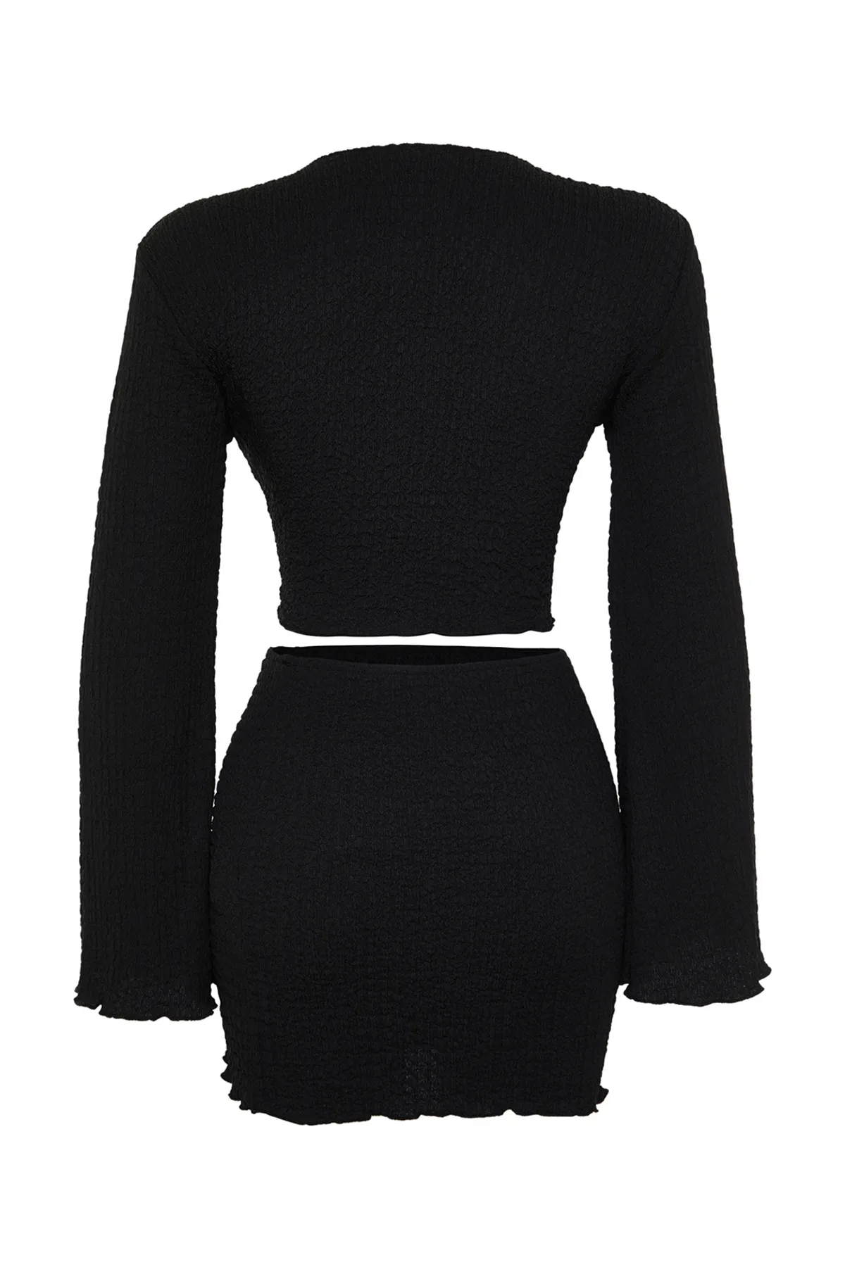 Trendyol Collection  Schwarzes, gewebtes, gebundenes Blusenrock-Set TBESS24AU00035