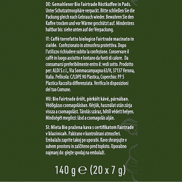 Bio Kaffeepads, 10 x 140 g