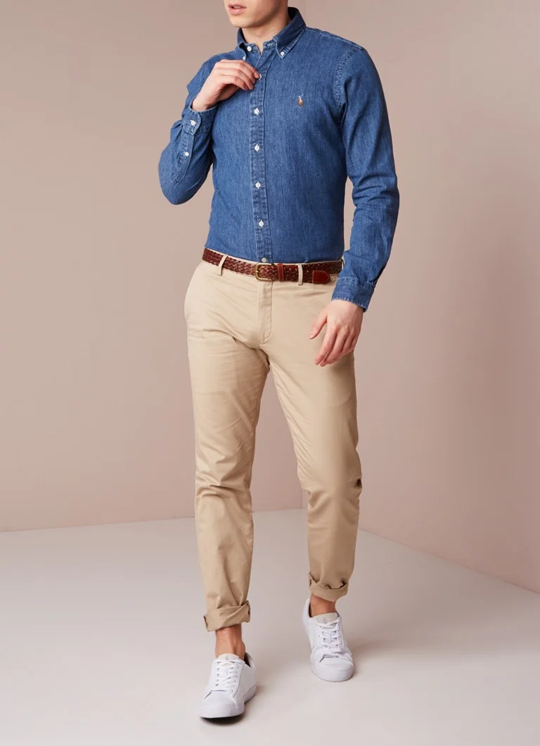 Ralph Lauren slim fit traper košulja s vezom logotipa