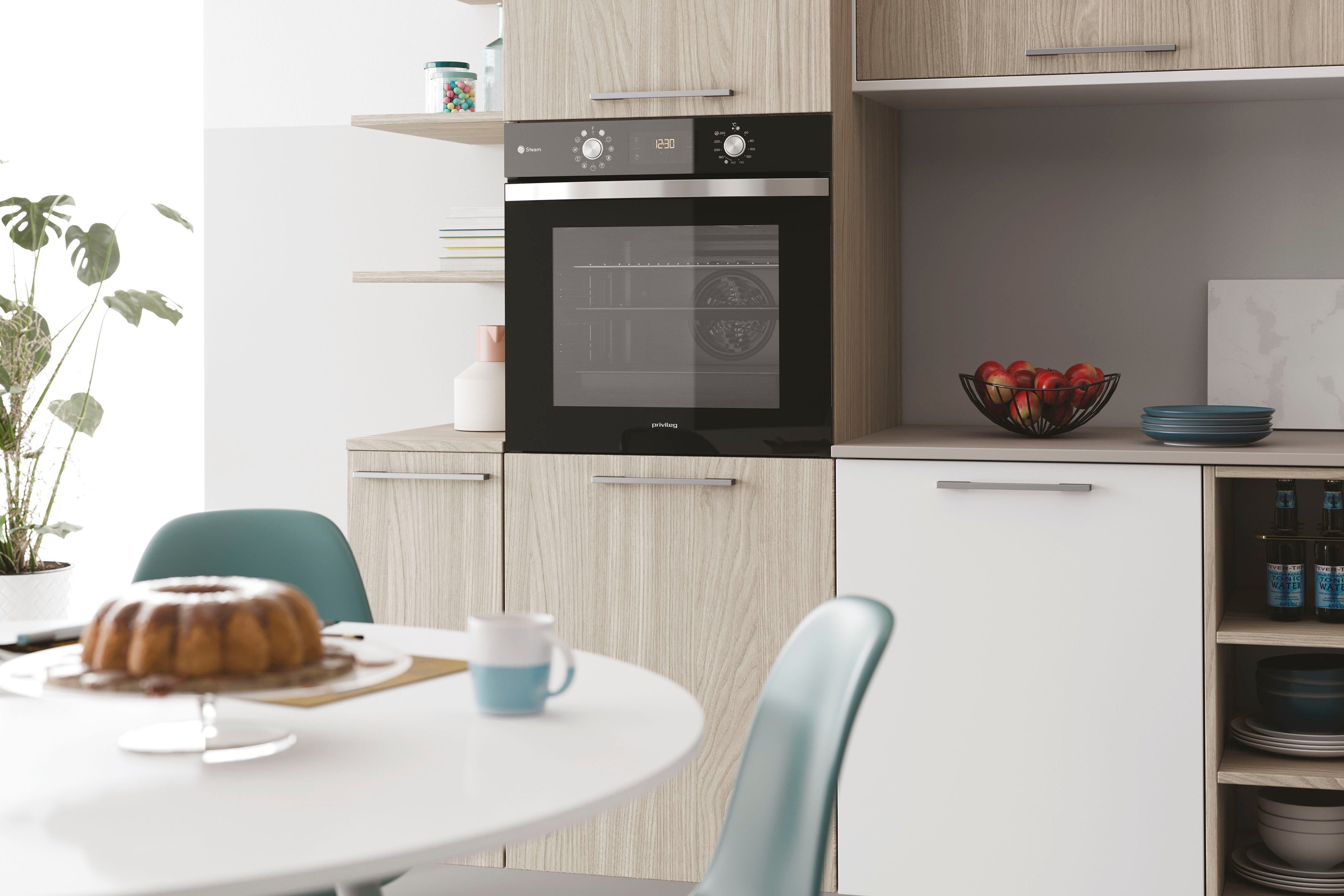 Privileg Einbaubackofen PBWK3 JH8S BLG, mit Backauszug, Hydrolyse, Dampffunktion