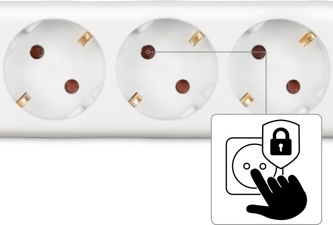 Hama Mehrfachsteckdose, 6-fach, Steckerleiste mit Schalter, 3 m Kabel Steckdosenleiste 6-fach (Kabellänge 3 m)