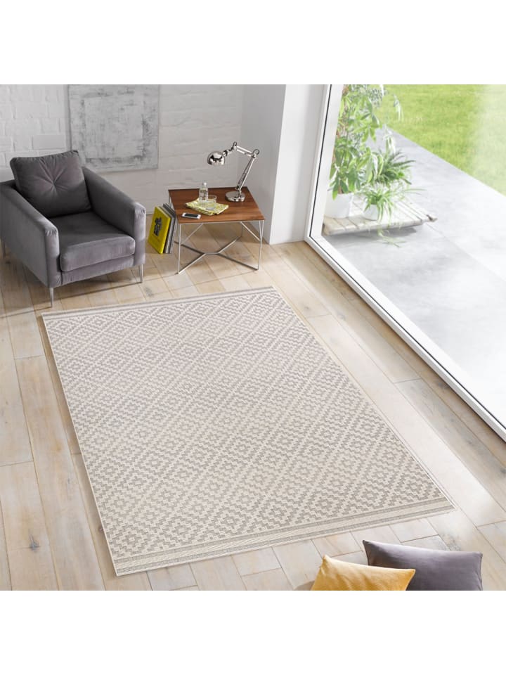 Teppich Boss In- & Outdoorteppich Raute Grau Creme günstig kaufen 160x230cm