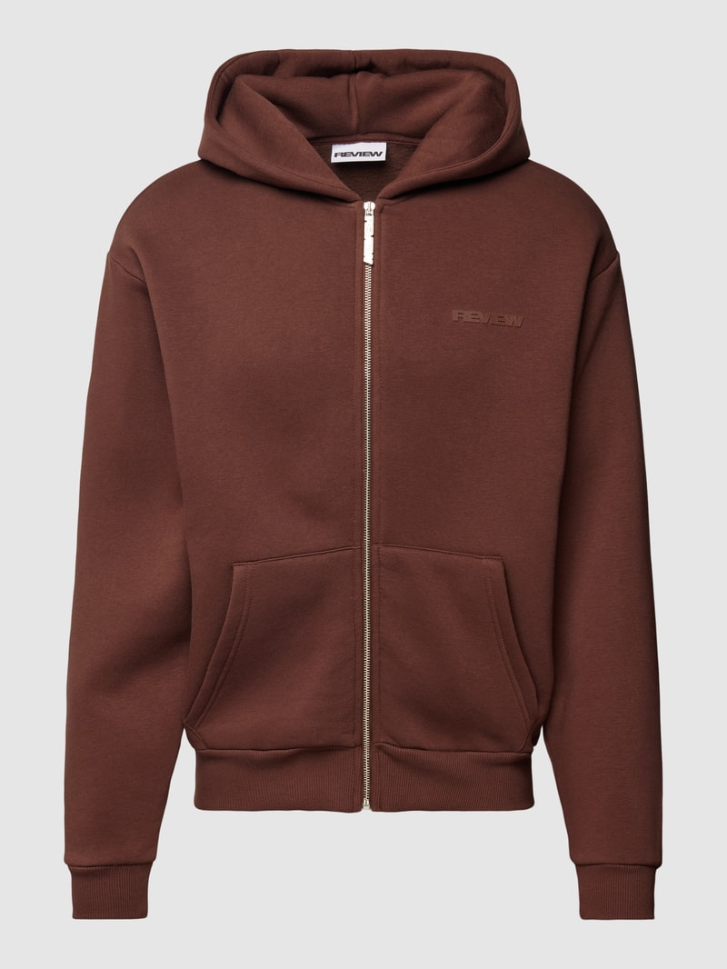 Sweatjacke mit Kapuze in dunkelbraun