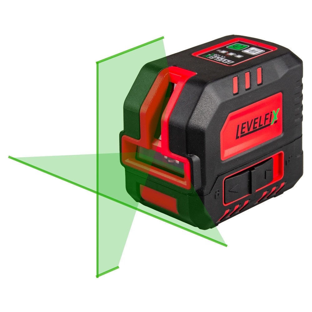Levelfix 556112 CL120G SET Kompakter Kreuzlinienlaser mit grünem Strahl + Stativ 1,5 m