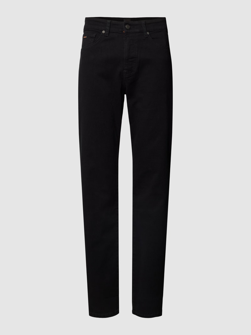 Slim Fit Jeans mit Label-Detail in schwarz