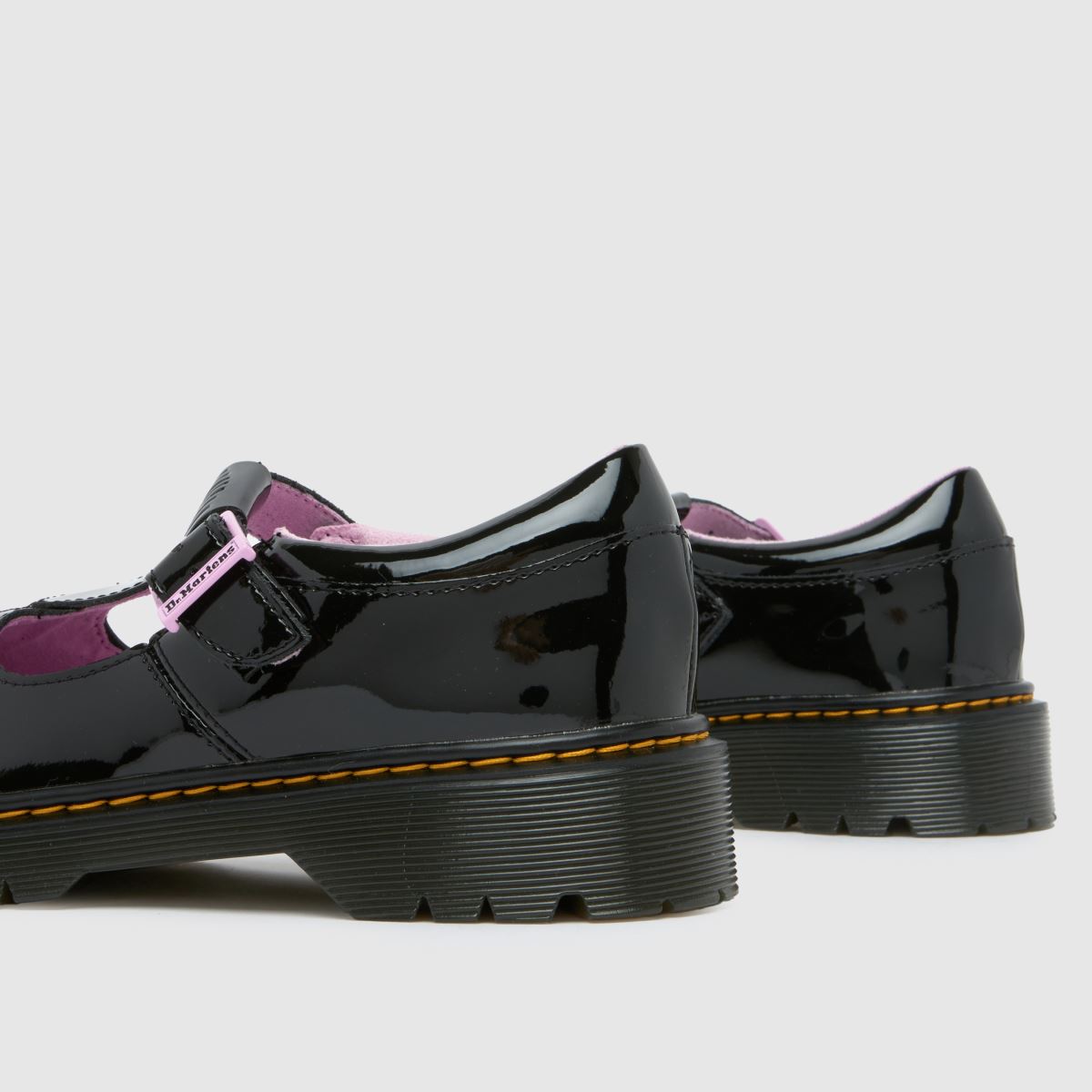 Dr Martens svarta & rosa bex heart mj flickor ungdomsskor
