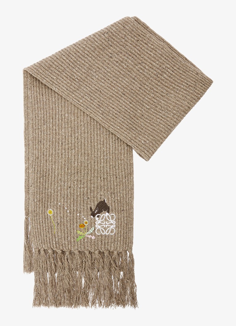 Eșarfă LOEWE din lână în formă de iepuraș, 180 x 28 cm