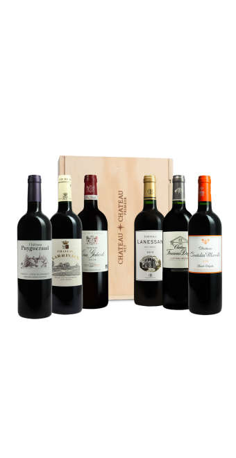 Bordeaux Coffret - Découverte Bordeaux (6 BT) Château Cru Godard 2020 - Château Larrivaux 2017 - Château Puygueraud 2017 - Château Lanessan 2014 - Château Foucas Dupré 2016 - Château Coutelin-Merville 2016