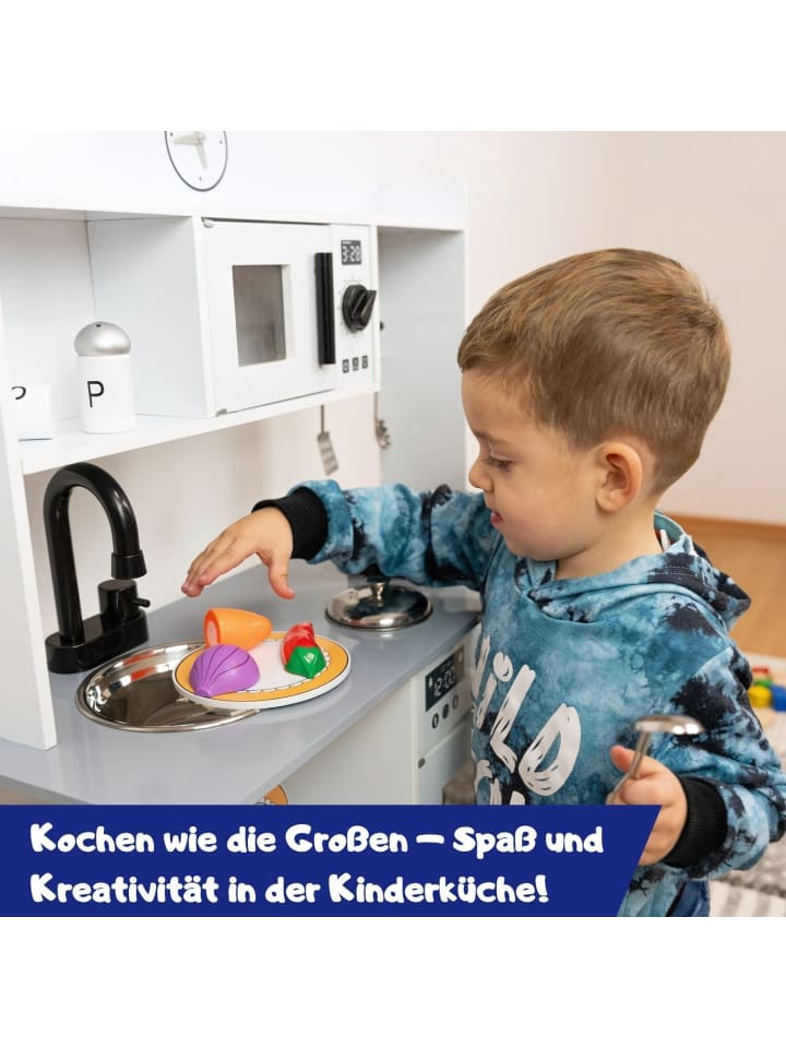Coemo Spielküche Ella mit Aufsatz und Zubehör in Grau günstig kaufen onesize