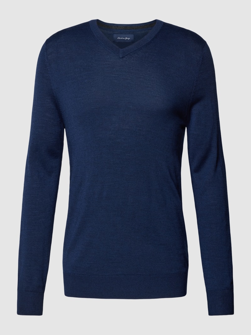 Strickpullover in dunkelblau meliert