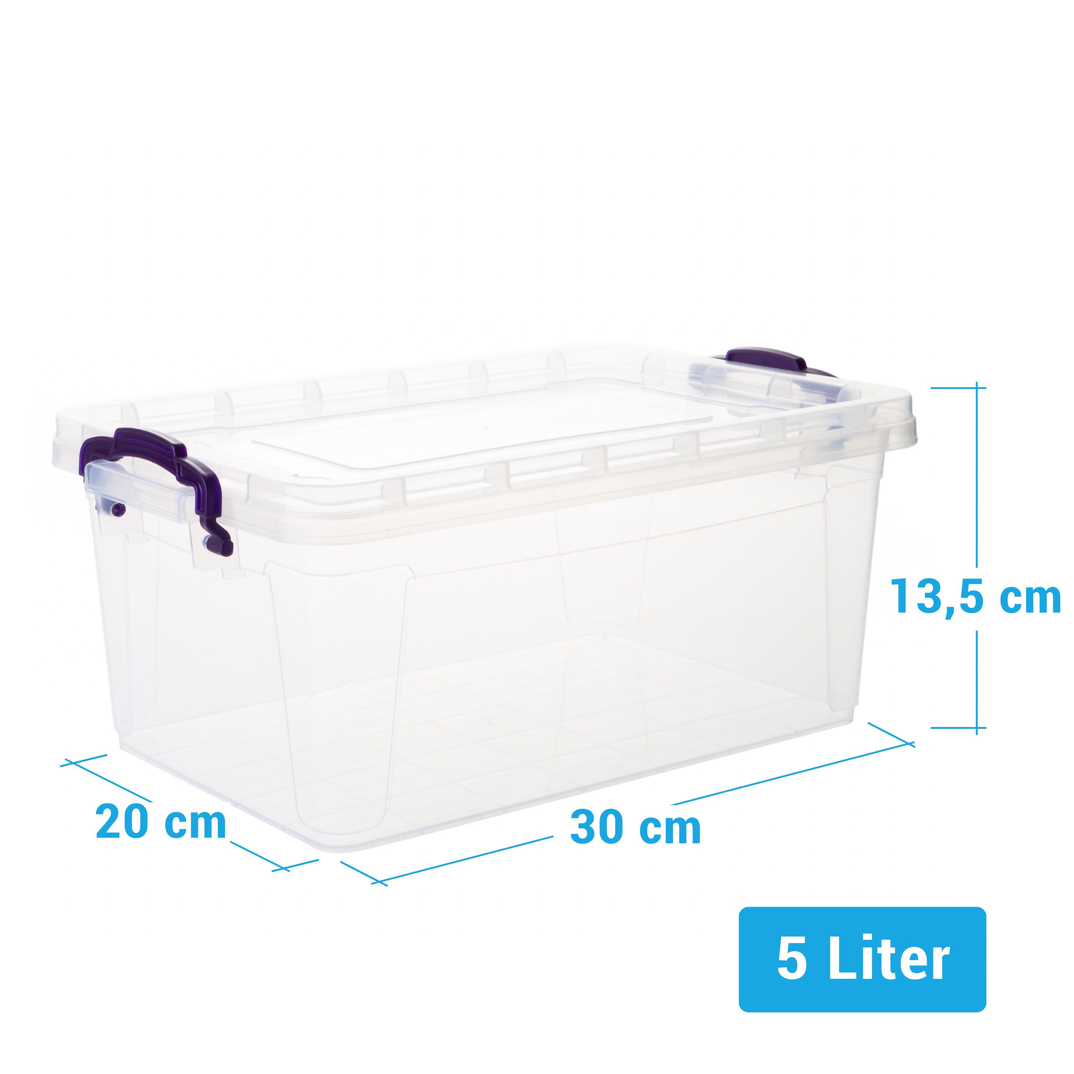 Centi Allzweckkiste Aufbewahrungsboxen, Transparent Plastikbox mit Deckel (Spar Set, 6 St., 30L x 20B x 13.5H cm 5 Liter), Aufbewahrungsboxen, Transparent Plastikbox mit Deckel Lebensmittelecht