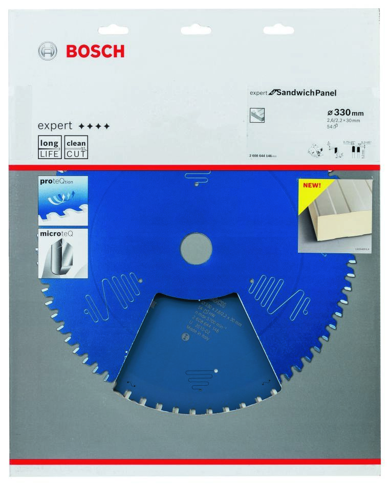 Bosch Blue Accessories 2608644146 Tarcza tnąca z węglików spiekanych Expert do płyt warstwowych 330 x 30 x 54T