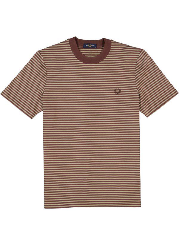 Fred Perry, T-Shirt, Baumwolle, braun-grün gestreift