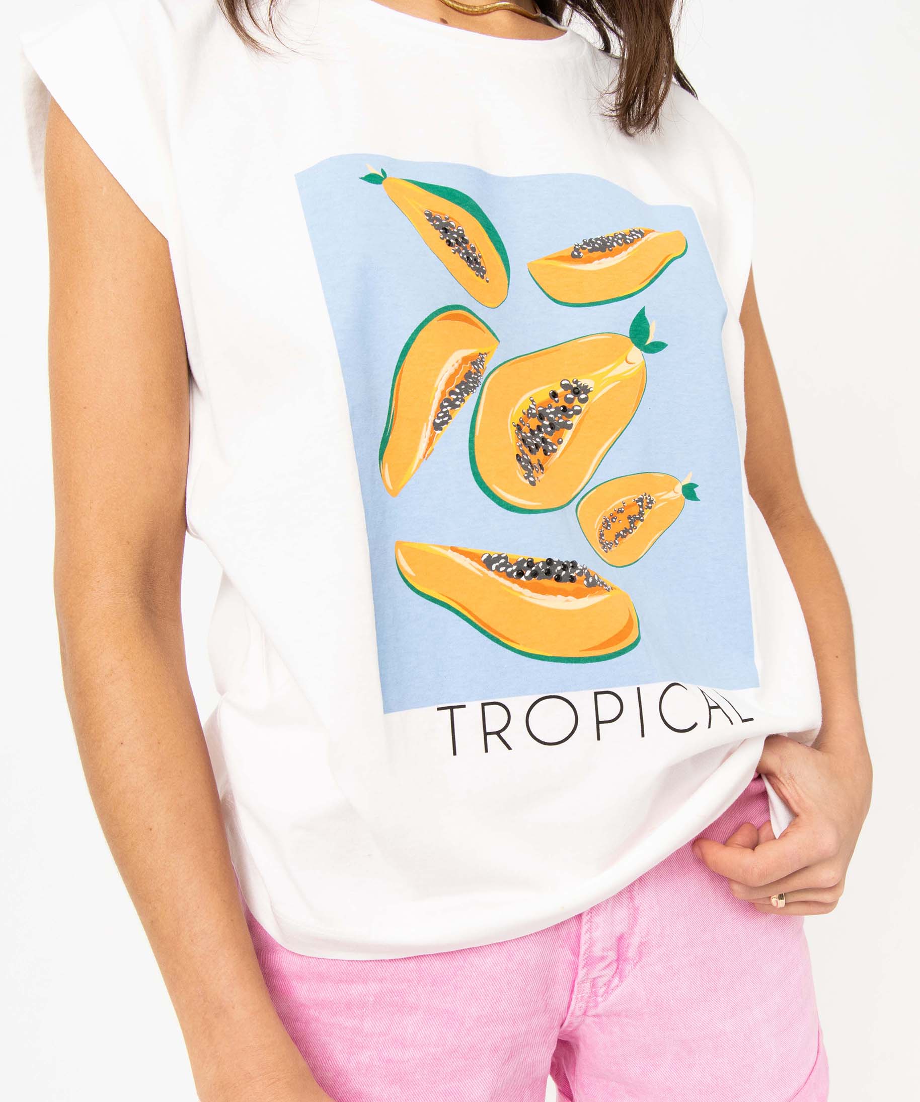 Tee-shirt manches courtes coupe loose en coton imprimé femme imprime | GEMO