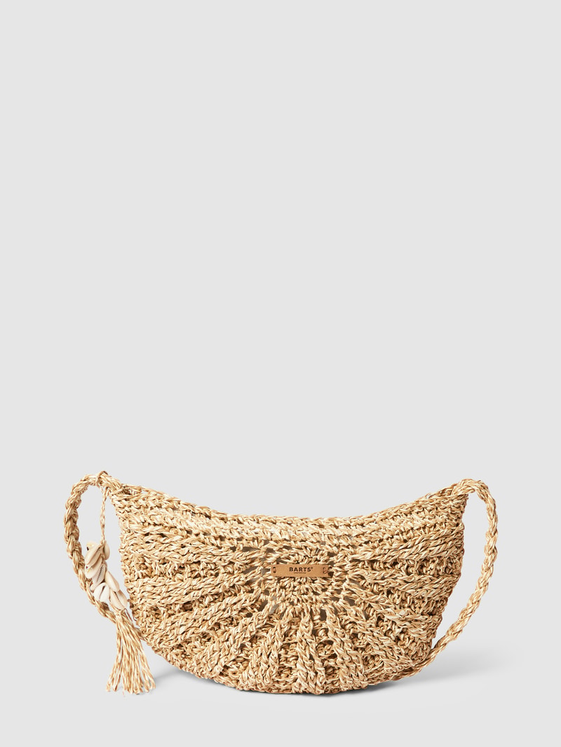 Handtasche mit Label-Detail Modell 'Theros' in sand
