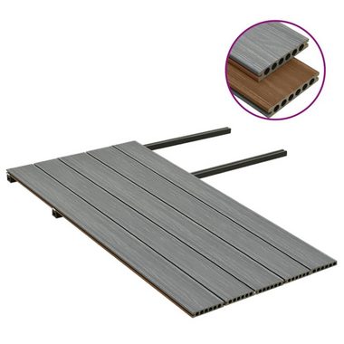 Teppichboden WPC Terrassendielen mit Zubehör Braun und Grau 10 m² 2,2 m, vidaXL