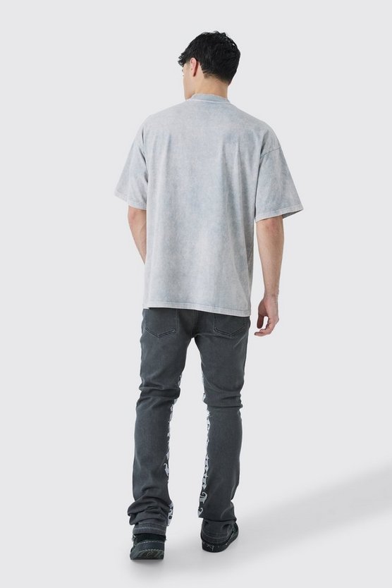 Oversize T-Shirt mit Acid-Waschung und Print