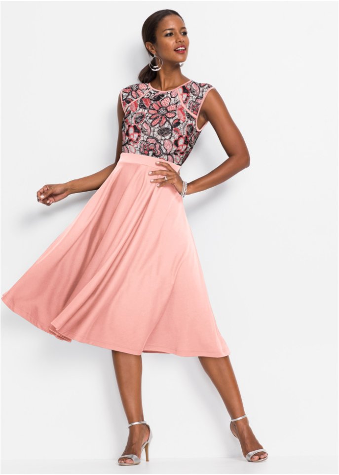 Midikleid mit Spitzeneinsatz