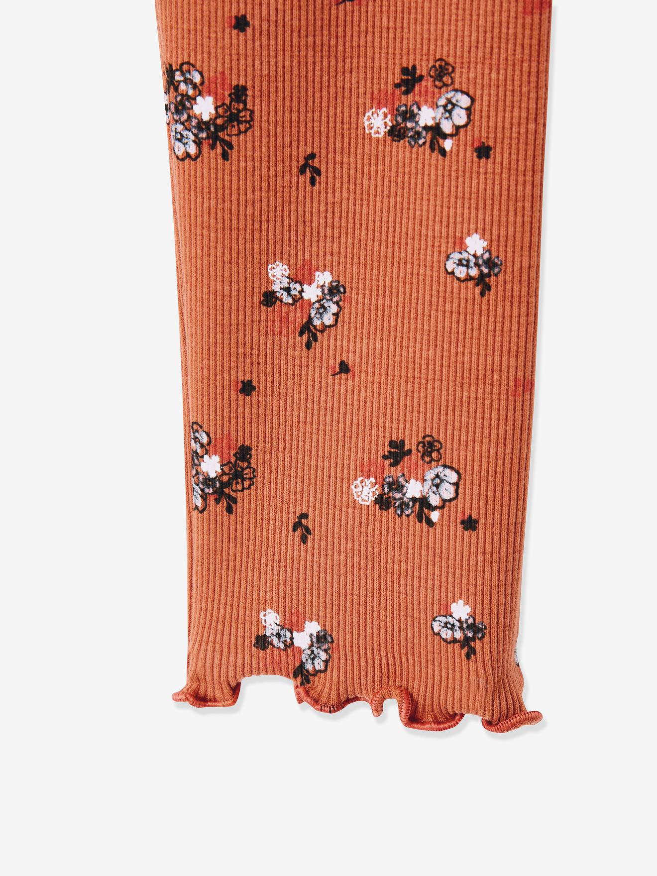 Legging imprimé en maille côtelée fille marine