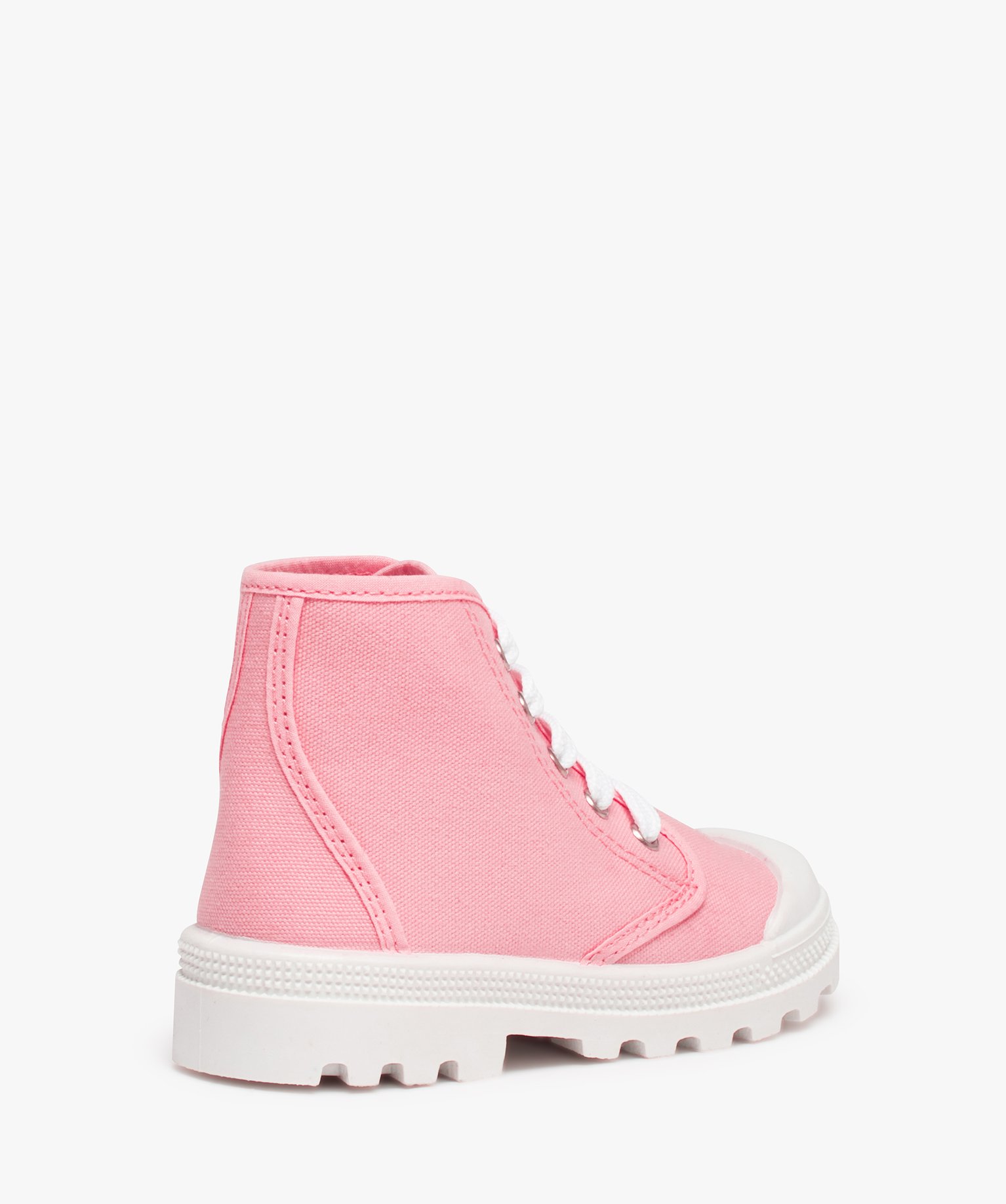 Baskets fille semi-montantes en toile unie et semelle crantée rose | GEMO