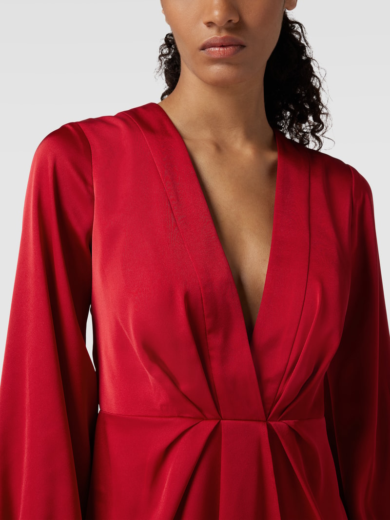 Cocktailkleid mit V-Ausschnitt in rot meliert