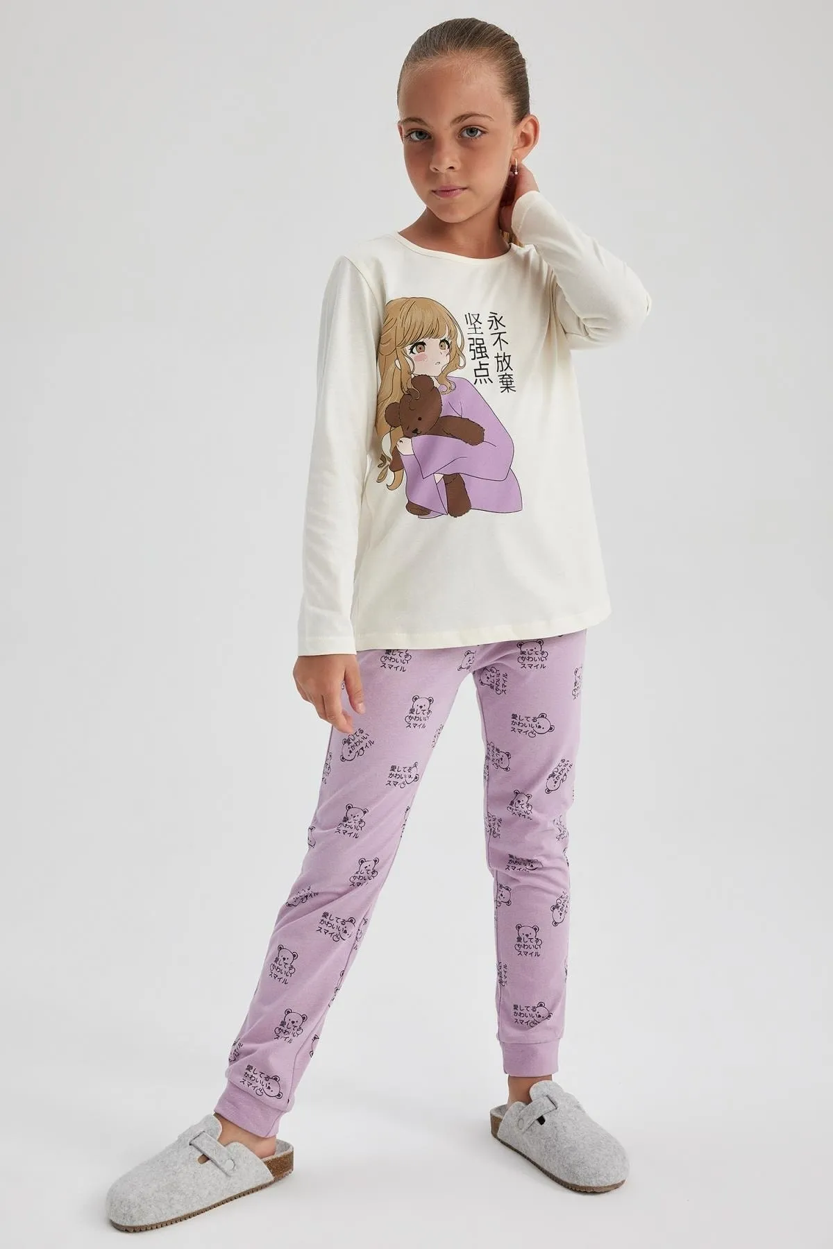 DeFacto  Bedrucktes Langarm-Pyjama-Set für Mädchen