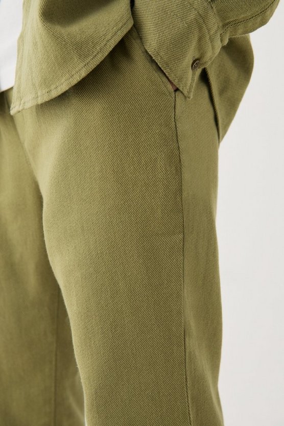 Textured Elasticated Waist Straight Fit Trousers