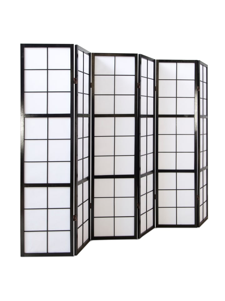 Homestyle4u 6-tlg. Paravent Shoji in Schwarz 264x175 cm günstig kaufen onesize