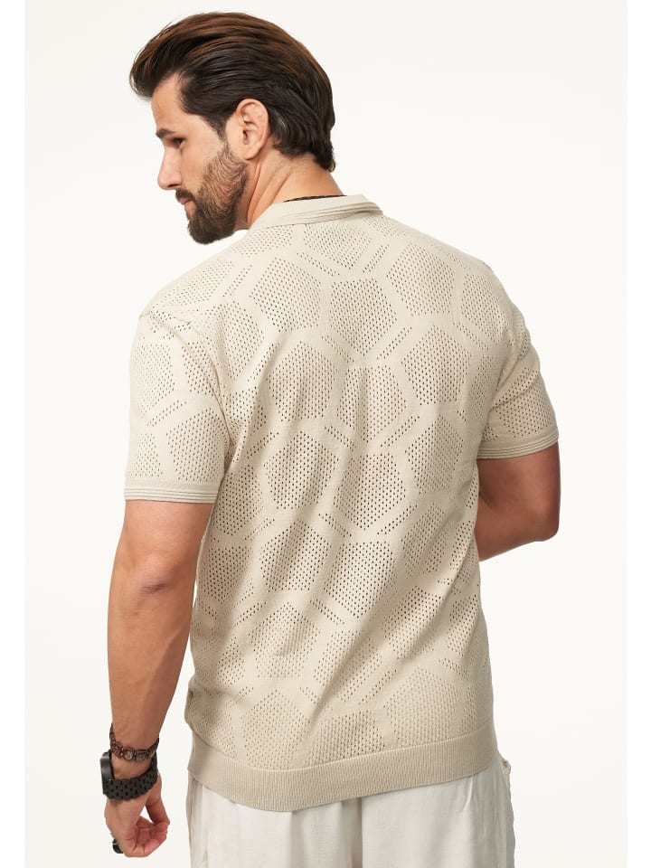 SOULSTAR Poloshirt - mit Half-Zip Kurzarm Strick Polo-Hemd T-Shirt in Stone günstig kaufen
